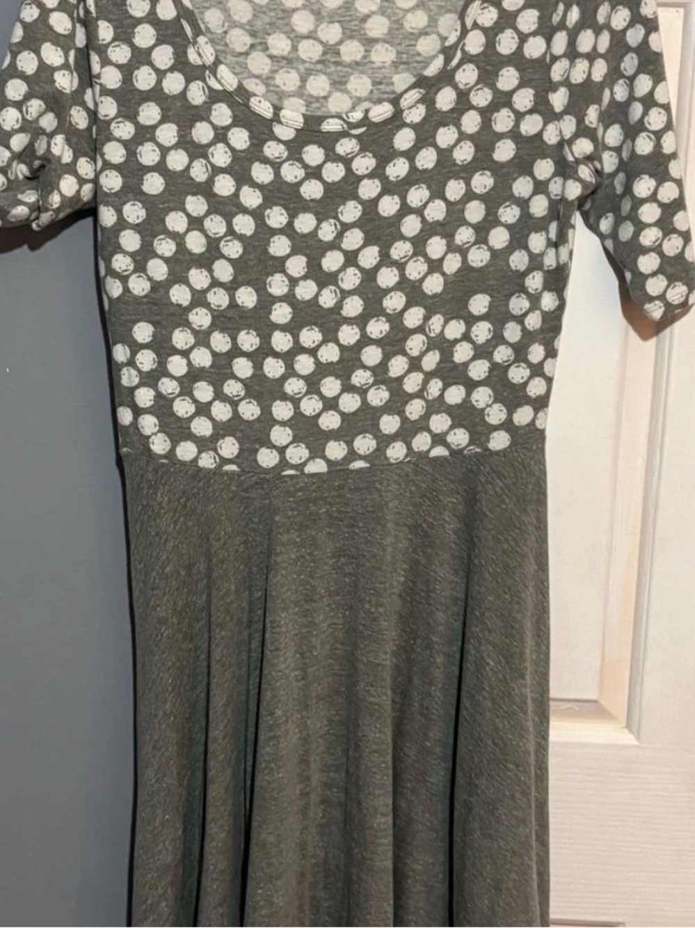 LuLaRoe Gray Polka Dot Nicole Dress